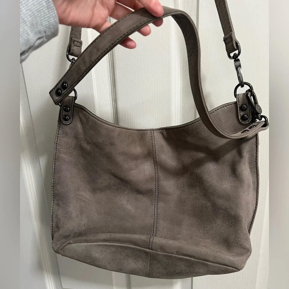 HOBO Pier Leather Gray Titanium Shoulder Bag - Picture 4 of 13